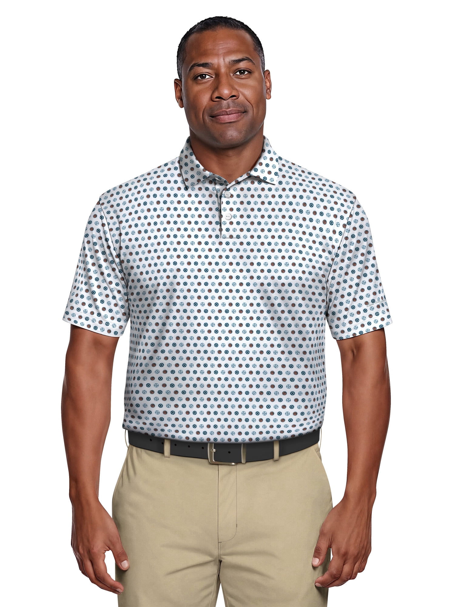 Ben Hogan Men's & Big Men's Performance Sport Print Short Sleeve Polo Shirt, up to 5XL