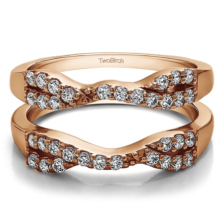 Infinity Cross Wedding Ring Guard Enhancer in Sterling Silver (0.51ctw)