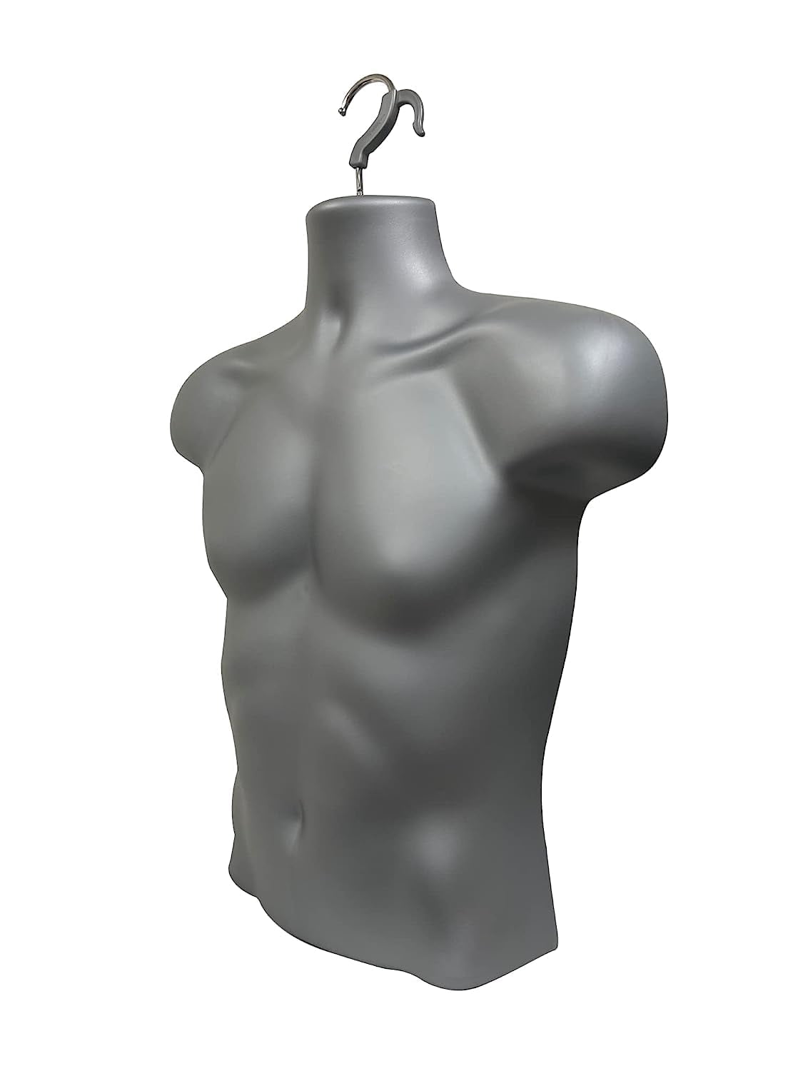 DisplayTown 5 Set of Gray Male Mannequin Injection Forms Hollow Back Half Body Waist Torso Dress Form with Hanging Hook for Hanging Display, S-M Sizes