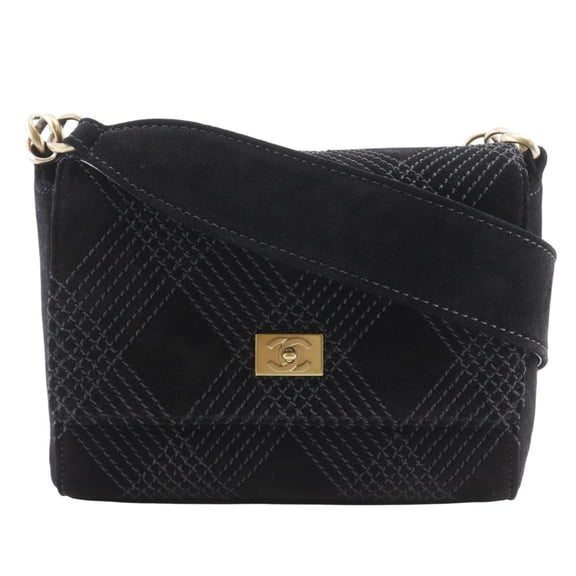 Pre-Owned CHANEL Wild Stitch Shoulder Bag A19343Y02640, Black Suede, Crossbody,... (Good)