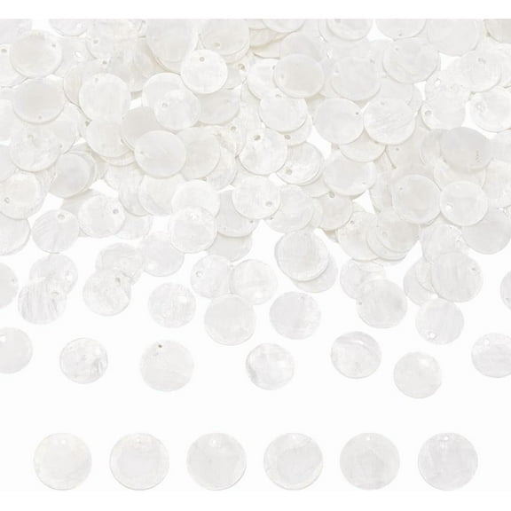 200Pcs Shell Charms White Capiz Shells Charms 15mm Flat Round Natural Seashell Charm Sea Ocean Summer Disc Charm for Jewelry Making Wind Chime Earring Supplies Hole 1.5mm