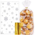 thumbnail image 1 of 100pcs Christmas Cellophane Bags - Snowflake Cellophane Bags For Sweet Cookie Chocolate Flat Bottom Clear Christmas Party Treat Bags With Twist Ties (, 1 of 5