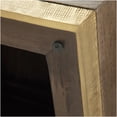thumbnail image 3 of Square Coffee Table, Dark Brown Solid Wood Cocktail Table with Tapered Base and Brass Trim for Living Room, 3 of 9