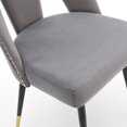 thumbnail image 6 of Modern Dining Chairs Set of 2,Velvet Upholstered Side Chair with Nailheads and Gold Tipped Black Metal Legs,Leisure Lounge Chair Accent Chair for Living Room Bedroom,18.5"Wx 19.6"Dx32.9"H,Gray, 6 of 7