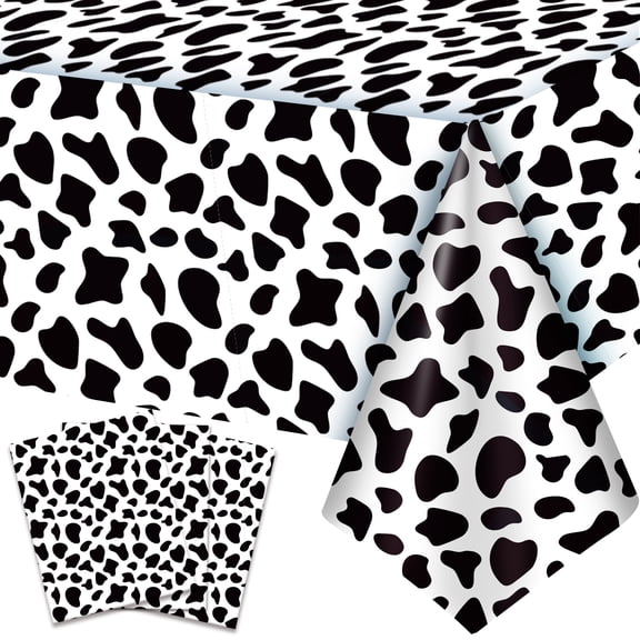 Cow Print Tablecloth, 3pcs Cow Table Cloth/Cow Party Tablecloth/Cow Birthday Tablecloth for Cow Party Decorations Supplies, 137cm x 274cm