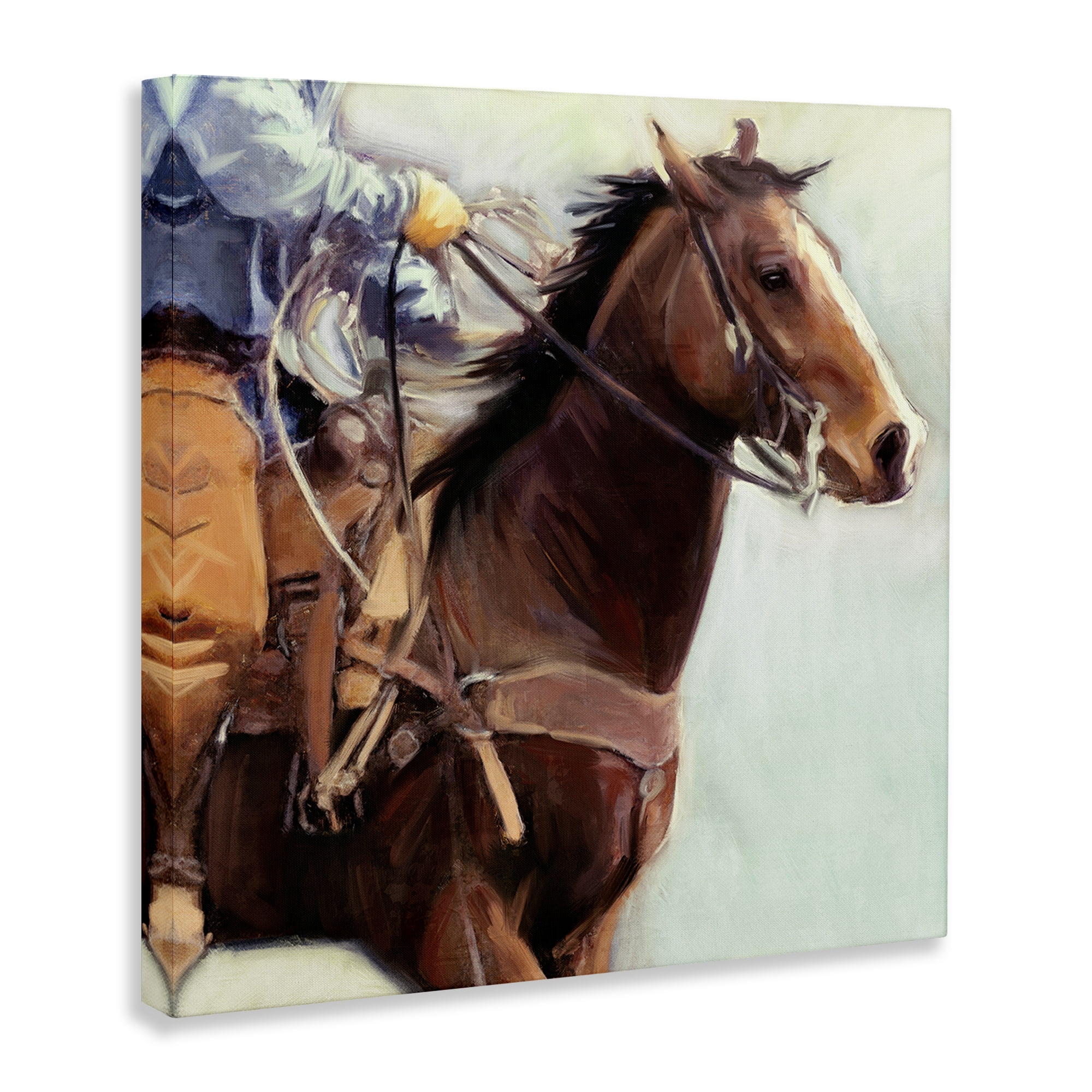 Stupell Industries Galloping Western Cowboy Animals & Insects Painting Gallery Wrapped Canvas Art Print Wall Art, 30 x 30