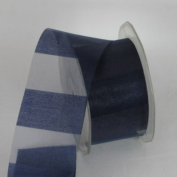 The Ribbon People Navy Blue Sheer Striped Craft Ribbon 2" x 55 Yards