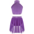 thumbnail image 2 of iiniim Kids Girls Sparkly Sleeveless Crop Top with Skirts Lyrical Latin Jazz Skating Performanc Purple 10, 2 of 6