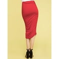 thumbnail image 3 of Made by Johnny Women's Slim fit Bodycon Party Club Night Out Elegant Ruched High Waist Long Pencil Skirt with Side Shirring L RED, 3 of 6