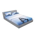 thumbnail image 2 of Ambesonne Nautical Fitted Sheet & Pillow Sham Set, Old Jetty Blue Sky, Full, Blue White Brown, 2 of 2