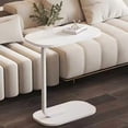 thumbnail image 2 of Multifunctional C-Shaped Side Table, Height Adjustable Rolling Table, Sturdy Metal Frame, Space Saving Compact Coffee Table for Living Room Bedroom(White), 2 of 5