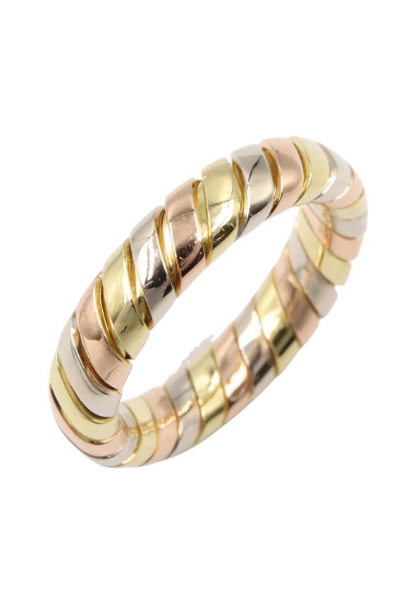 Pre-Owned BVLGARI Tubogas Ring, Women's Jewelry, 18K Yellow Gold, White Pink Gold and Silver