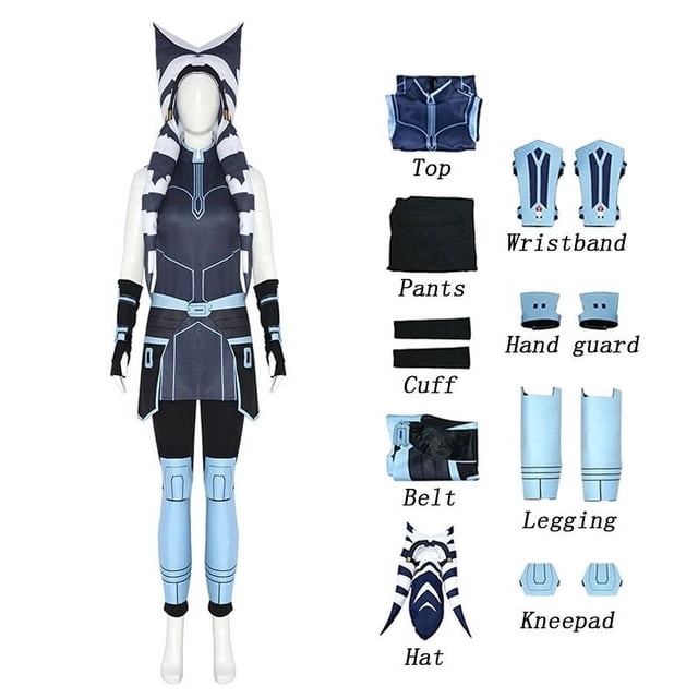 Disfraz de Star Wars Ahsoka Tano para mujeres y niños, disfraz de Caballero Jedi de las Guerras Clon, sombrero de uniforme Ahsoka Tano, disfraces de Halloween