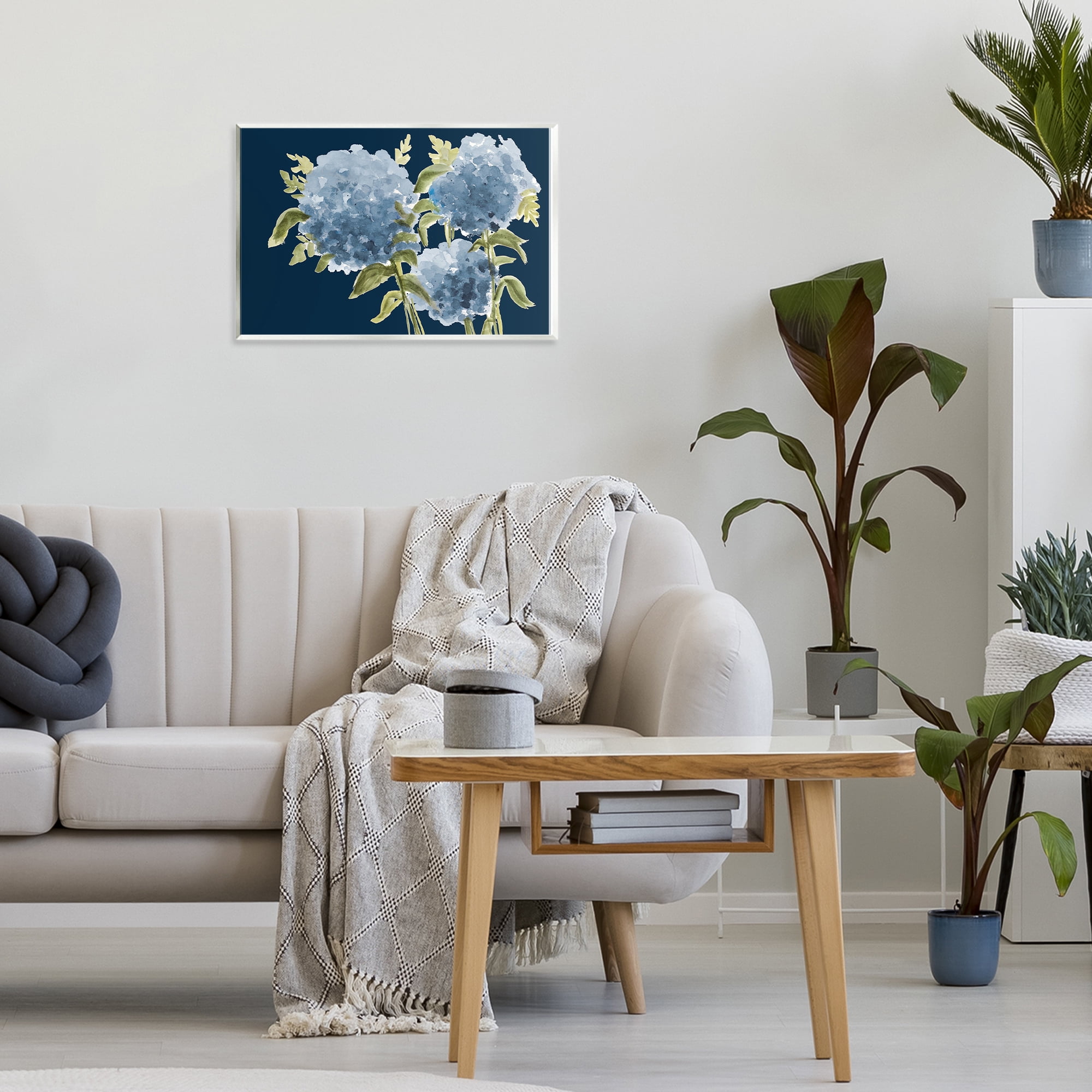 Stupell Industries Blue Hydrangeas on Indigo Wall Plaque Art, design by Janice Gaynor