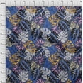 thumbnail image 4 of oneOone Polyester Spandex Teal Blue Fabric Tropical Leaf Sewing Material Print Fabric By The Yard 56 Inch Wide, 4 of 4