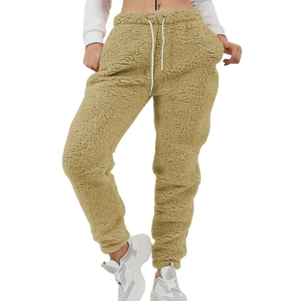 Frontwalk Women Fuzzy Fleece Pajama Pants with Pocket Elastic Waist Workout Jogger Plush