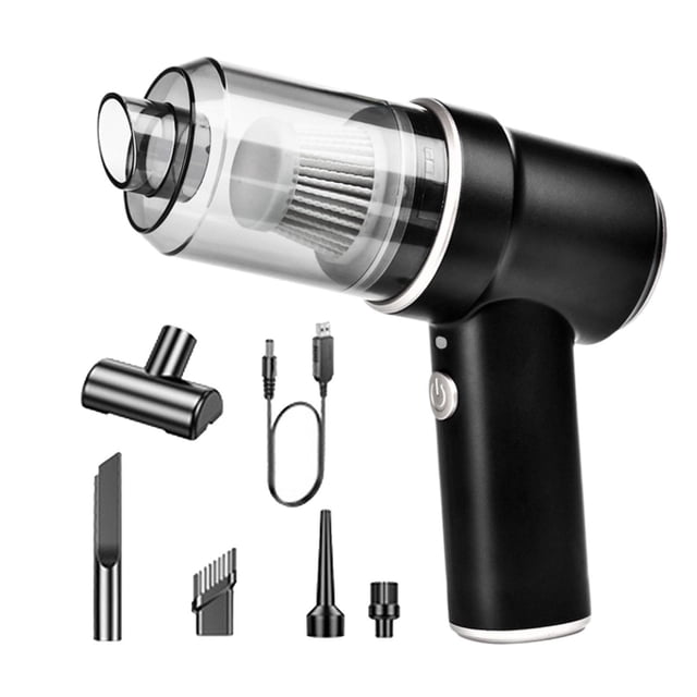 Miniaspiradora de mano para coche, recolector de polvo inalámbrico, portátil, 18cm x 15,8 cm, potencia de succión de 8000PA para vehículo, versátil Negro BLESIY Aspiradora de coche