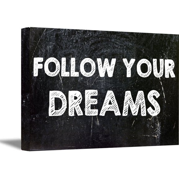Awkward Styles Follow Your Dreams Quote Chalkboard Wall Decor Motivational Gifts Home Decor Dorm Room Decor Gifts Positive Quote Canvas Print Typography Canvas Wall Art