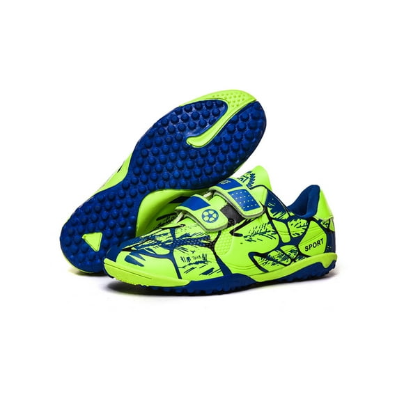 Daeful Kids Sneakers Comfort Football Shoes Running Low Top Breathable Soccer Cleats Fluorescent Green (TF Cleats) 3.5Y