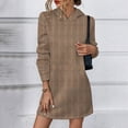 thumbnail image 2 of Elainilye Fashion Women's Casual Dresses Casual Solid Color Long Sleeve Loose Hooded Dress with Pocket,Brown, 2 of 6