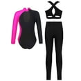 thumbnail image 3 of Aislor Kids Girls Sparkly Gymnastics Athletic Long Sleeve Ballet Dance Leotard Vest with Leggings Pants Rose 8, 3 of 6