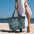 thumbnail image 4 of KLL Blue Color Cactus Print Large Beach Tote Bag Women Waterproof Sandproof Zipper Beach Tote Bag for Pool Gym Grocery Travel with Wet Pocket, 4 of 7