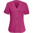 thumbnail image 4 of Womens Tops Summer Hollow Out Eyelet Tunic Dressy Short Sleeve Shirts Button V Neck T Shirts Casual Trendy Loose Fit Tees Blouses Going Out Tops, 4 of 4