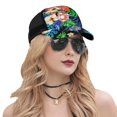 thumbnail image 5 of Disketp Colorful Flowers Print Trucker Hat Men Women - Mesh Baseball SnapBack Cap, 5 of 7