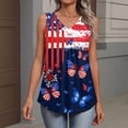 thumbnail image 6 of Iaqnaocc 250 Anniversary Usa Shirt Womens Tank Tops Sleeveless 2026 Summer Loose Fit V-Neck Pleated Tees Independence Day American Flag Floral Print Retro Basic Tees Dark Blue L, 6 of 6
