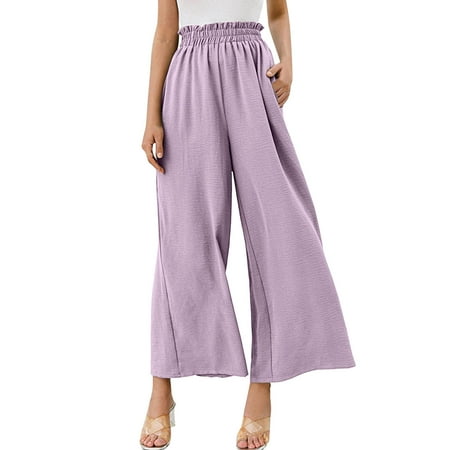 

Women Wide Leg Pants High Waisted Cotton Palazzo Pants Work Long Trousers With Pockets Maternity Pants for Women Business Casual