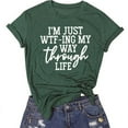 thumbnail image 2 of Womens Plus Size Clearance $5,Women's Fashion Printed Plus Size O-Neck T-Shirts Short Sleeve Graphic Tee Tops, 2 of 3