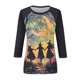 thumbnail image 4 of Camisa para mujer, moda informal, manga raglán, cuello redondo, manga 3/4, suelta, camiseta estampada de Halloween, top para mujer, 4 of 7