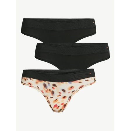 

Sofia Intimates by Sofia Vergara Women s Microfiber and Lace Thong Panties 3-Pack
