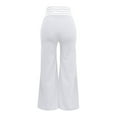 thumbnail image 5 of WTOBBY Women's Hollow Belt Detail Flared Wide Leg Pants - Office Casual Trousers with High Waist & Stretch Fabric for Professional Chic Looks,White 2XL, 5 of 5