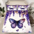 thumbnail image 2 of Purple Lavender Sheets,Butterfly Flowers Bed Sheets Set,Botanical Leaves Boho Full Sheet Set,Cute Animlas Top Sheet, 2 of 7