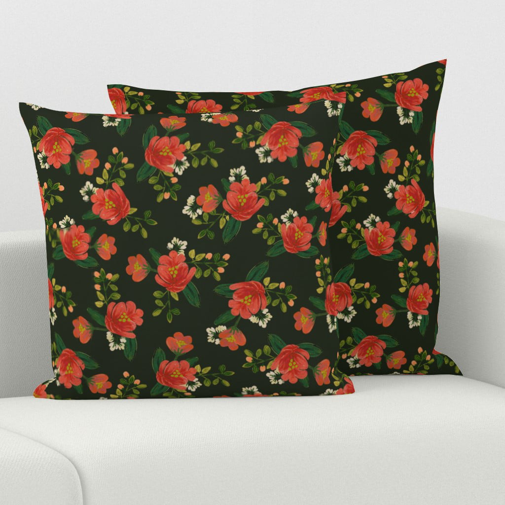 Christmas Holly Mistletoe Throw Pillow Cover w Optional Insert by Roostery 