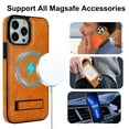thumbnail image 4 of Case for iPhone 15 Pro Max for Men Women, Compatible with Magsafe, Stylish Ultra Slim Anti-Slip PU Leather Drop Protective Luxury Lightweight Bracket Phone Cover for iPhone 15 Pro Max, Khaki, 4 of 8