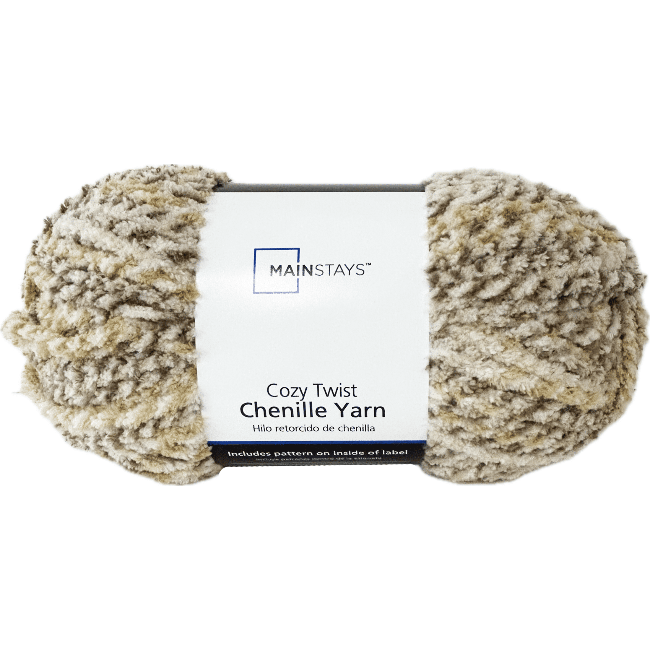 Mainstays Cozy Twist Yarn, 245 yd, Beige Multi, 100% Polyester, Bulky, Pack of 2