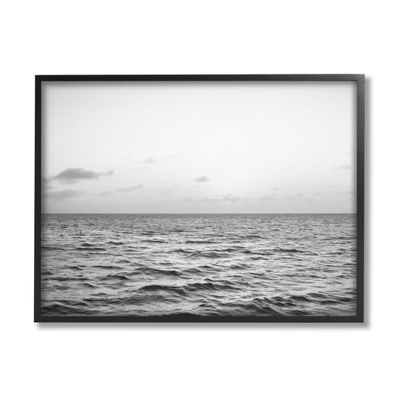 Stupell Industries Rough Grey Sea Waves Nature Photography Black Framed Art Print Wall Art, 14 x 11