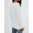 thumbnail image 4 of V Neck T Shirts for Women Lace Long Sleeve Tops Loose Fit Dressy Casual Blouses Fall Winter Basic Trendy White S, 4 of 6