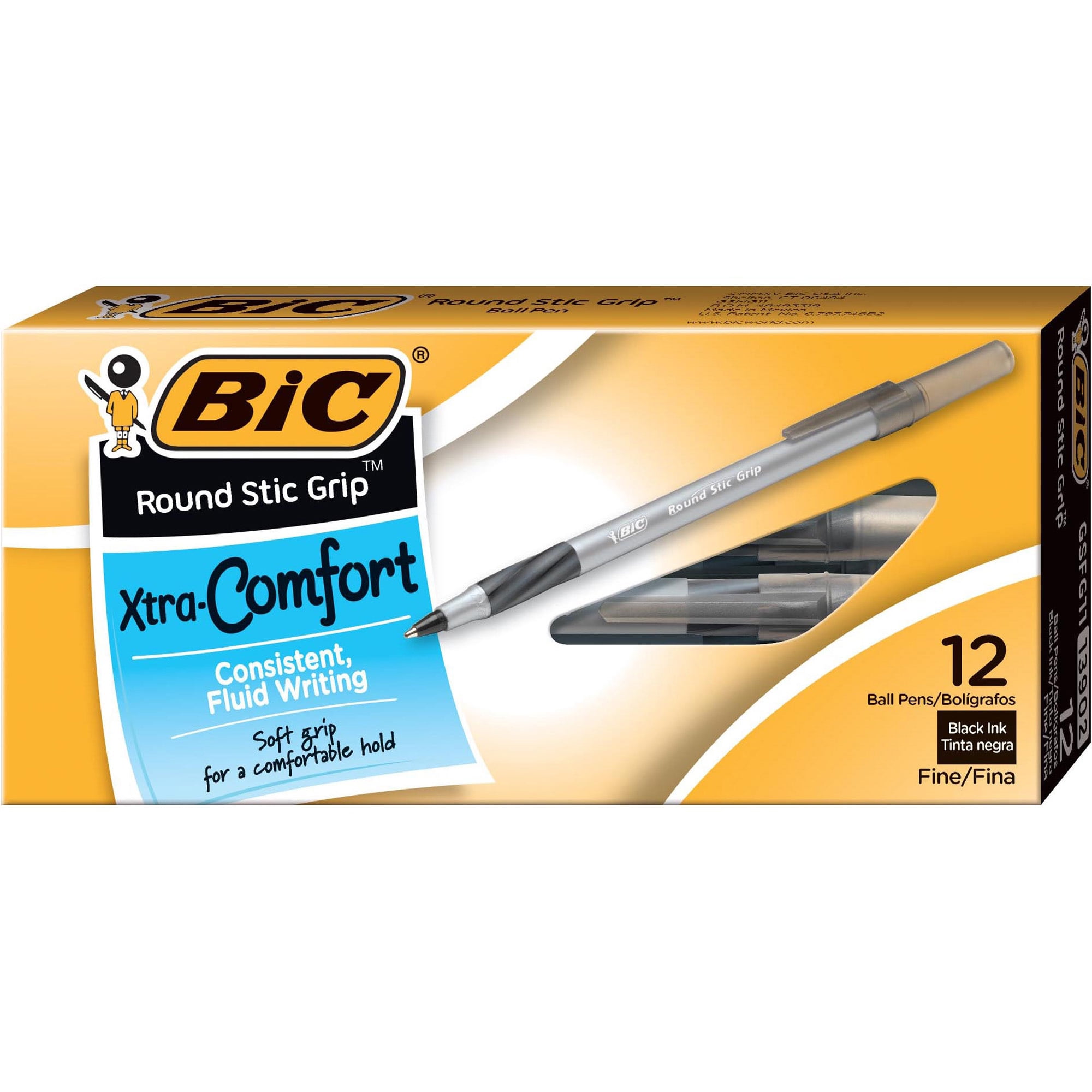 BLACK CLASSIC STYLE Details about   BIC Round Stic 1.0 mm med/moy ball point pen 1 BOX 12 PCS 