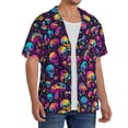 thumbnail image 2 of Pofeuu rainbow color mushroom Skull Print Mens Casual Short Sleeve Shirts Beach Summer Spread Collar Pocket Tops Men's Casual Short-sleeved Shirt-XX-Large, 2 of 5