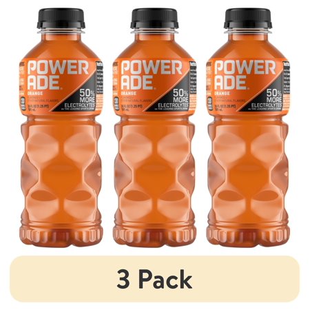 (3 pack) POWERADE Orange Electrolyte Sports Drink Bottle, 20 fl oz