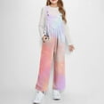 thumbnail image 2 of Girls Overalls Sherpa Fleece Bib Jumpsuits Adjustable Strap Casual Loose Fuzzy Winter Wide Leg Bibs with Pockets (7-8 Years, Pink|Tie-dye), 2 of 7