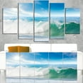 thumbnail image 2 of Designart 'White and Blue Waves under Sun ' Seascape Canvas Art Print, 2 of 5
