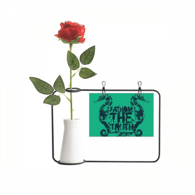 Green Hippocampus Marine Life Pattern Artificial Rose Flower Hanging Vases Decoration Bottle