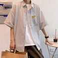 thumbnail image 4 of Camisa a rayas para hombre, camisas informales de moda de media manga con botones para hombre para verano, 4 of 8