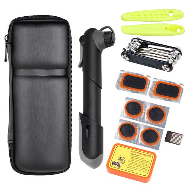 Kit de herramientas para bicicletas Irfora Kit de reparación de bicicletas Kit de herramientas de reparación de bicicletas portátiles Caja Kit de fijación de neumáticos Bolsa con bomba de neumáticos