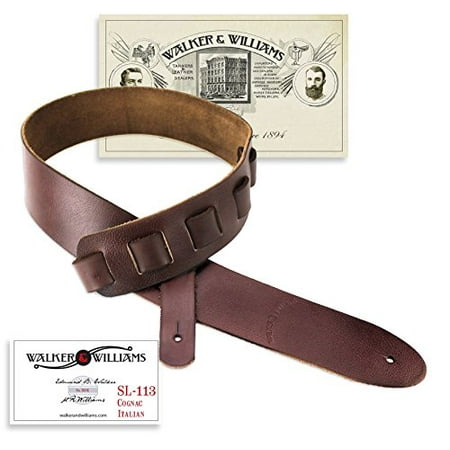 Premium Full Grain Leather - Walker & Williams Cognac Italian Leather Soft Full Grain Premium Guitar Strap SL-113