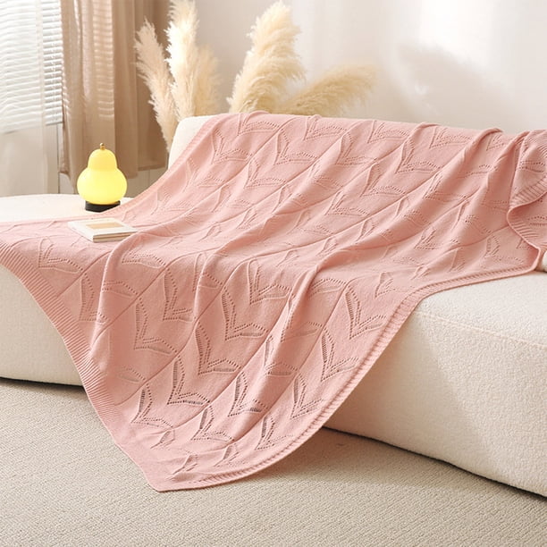 Manta de punto refrescante para el verano | Manta ligera de algodón transpirable 130x170cm | Colcha de cama para todas las estaciones que absorbe la humedad | Gris, Rosa, Beige, Amarillo, Caqui,